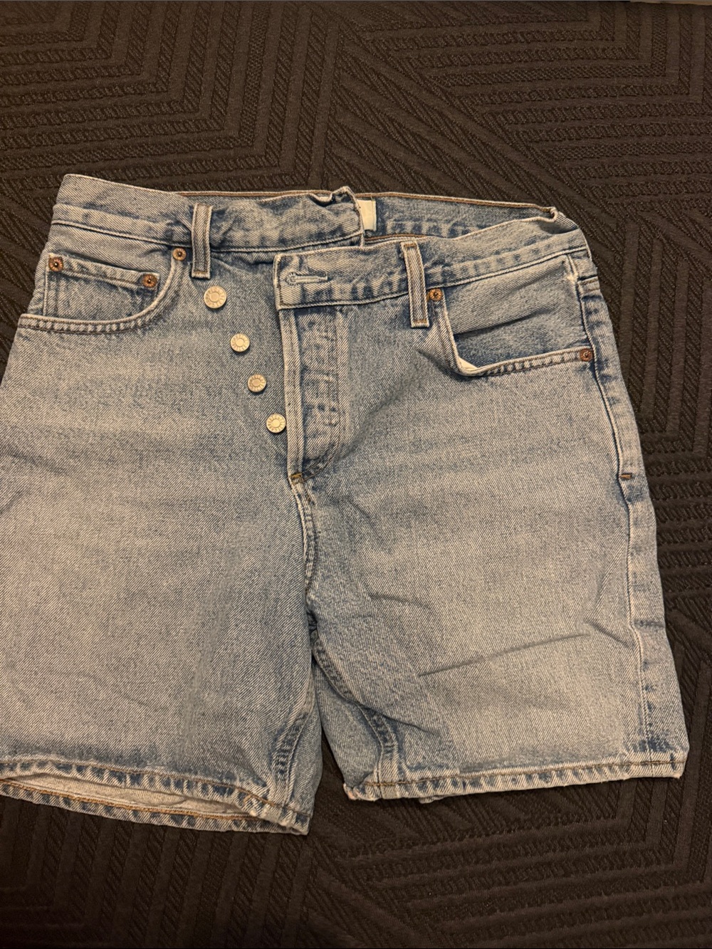 Agolde Light Blue High-Rise Bermuda Jean Shorts - Picture 5 of 7